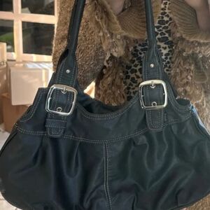 Mondani Black Shoulder Bag with Silver Accents